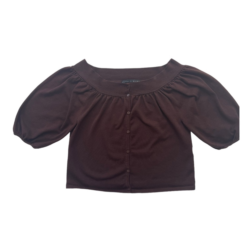Antonio Melani Off-The-Shoulder Top Sweater Silk and Cotton Blend Size XS - Picture 6 of 12